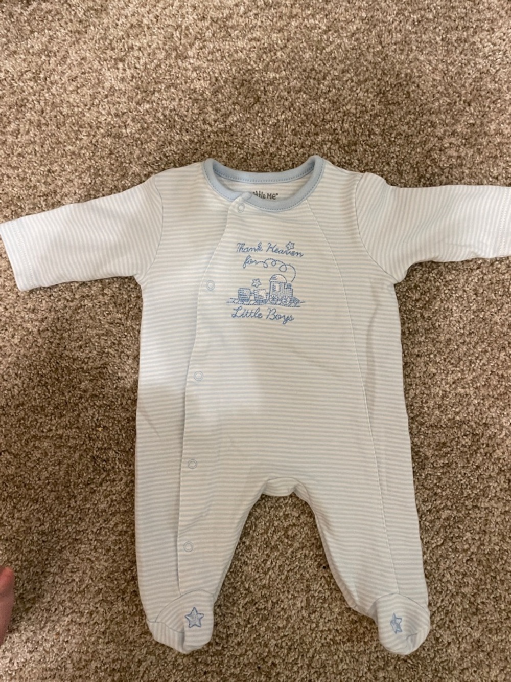 Little Me Light Blue & White Striped Footed One-Piece